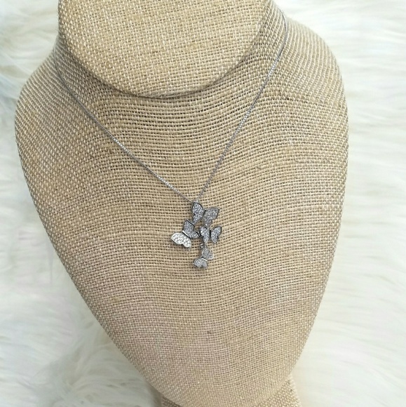 Butterfly Necklace Cubic Zirconia 925 Sliver - Picture 6 of 8